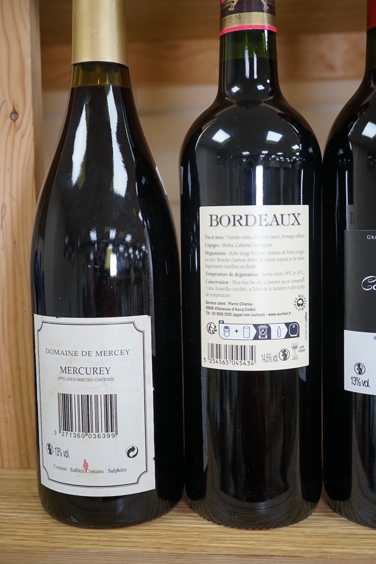 Five bottles of wine to include Chateau Conteha-Merville 2006 and Domaine De Mercey 2005. Condition - fair, storage history unknown